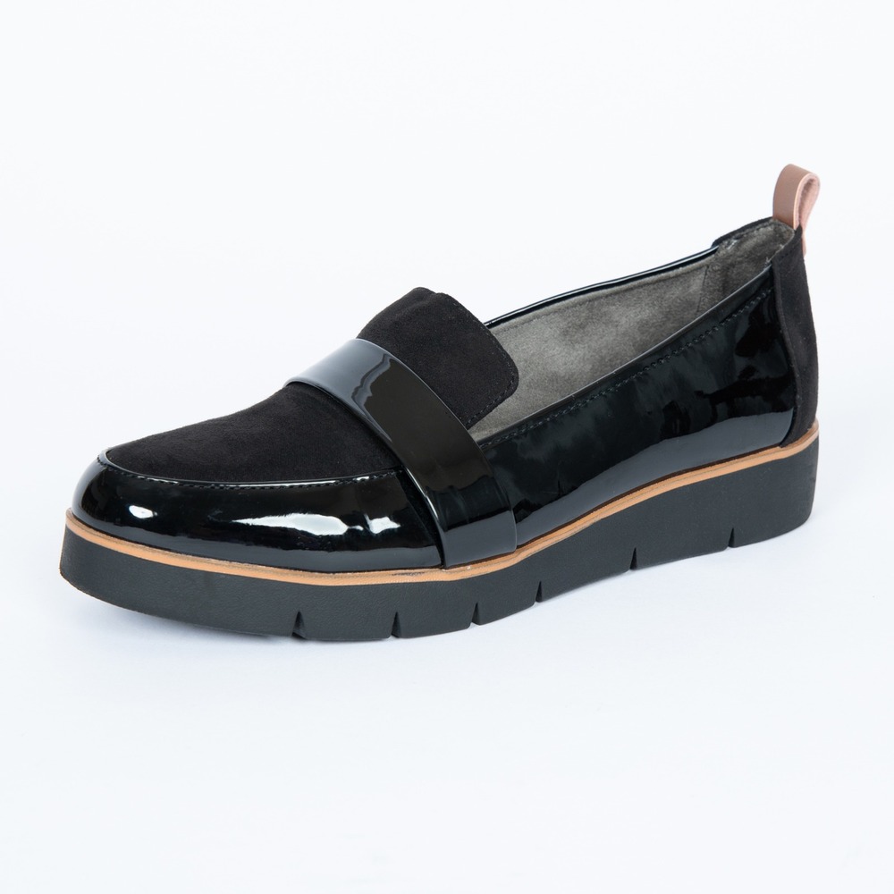 Dr. Scholl's Loafers‎ Comfort Slip On Lug Sole Black Patent Leather 7M